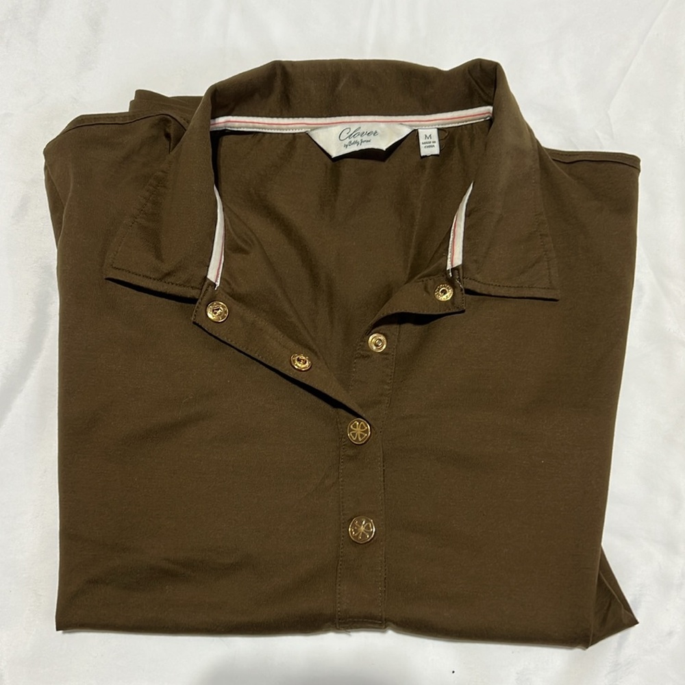 Clover by Bobby Jones Polo Style Top NWOT